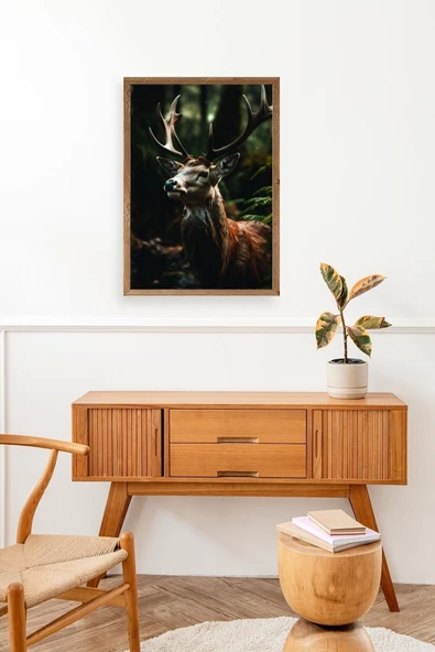 Geyik Ahşap Çerçeveli Tablo 23 x 30 - Resim 3