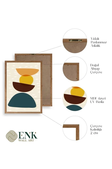 Rahatlatıcı Desenler Üçlü Ahşap Çerçeveli Tablo 23 x 30 - Resim 4