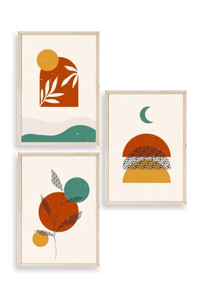 Manzara Üçlü Ahşap Çerçeveli Tablo 30 x 42 ürün görseli 1