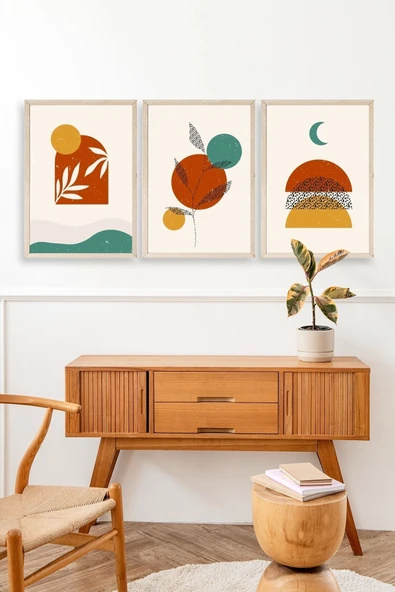 Manzara Üçlü Ahşap Çerçeveli Tablo 30 x 42 - Resim 3