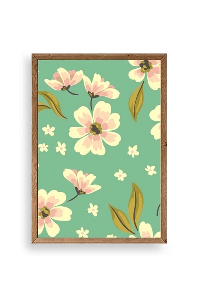 Çiçekler Ahşap Çerçeveli Tablo 30 x 42 ürün görseli 1