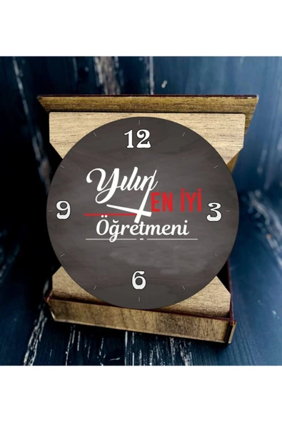 Öğretmenler Günü L Ahşap I Yılın En Iyi Öğretmeni Masa Saati ürün görseli 1
