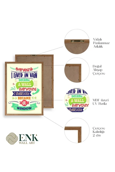 Motto Ahşap Çerçeveli Tablo 23 x 30 - Resim 4