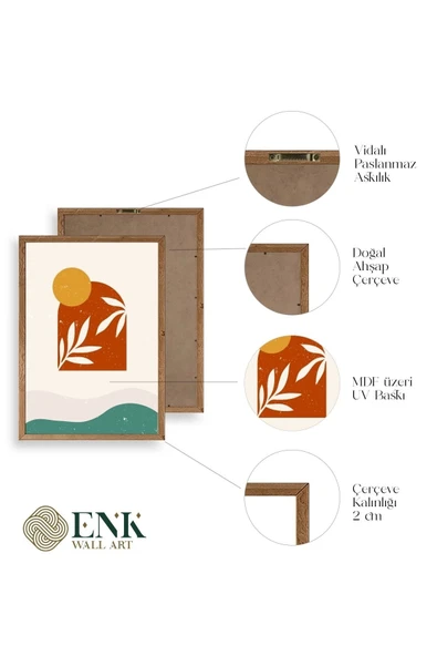 Manzara Üçlü Ahşap Çerçeveli Tablo 30 x 42 - Resim 4