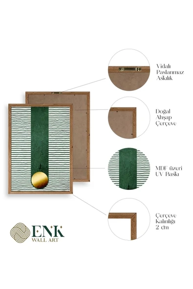 Yuvarlak Top Desenli Üçlü Ahşap Çerçeveli Tablo 17 x 23 - Resim 4