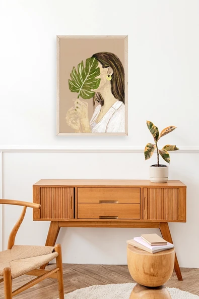 Kadın Ahşap Çerçeveli Tablo 30 x 42 - Resim 3