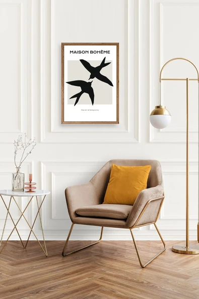 Kuşlar Ahşap Çerçeveli Tablo 23 x 30 - Resim 2