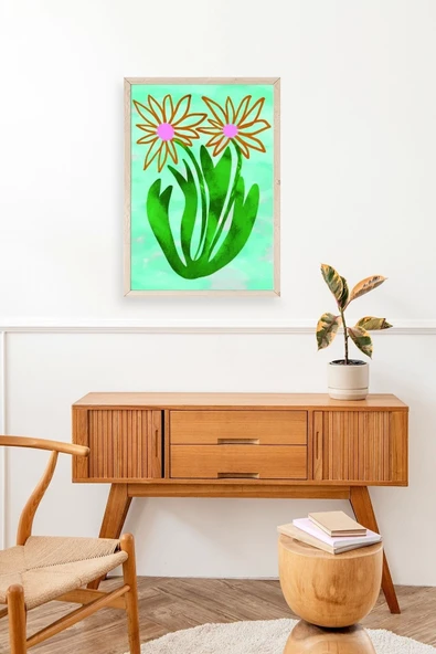 Çiçekler Ahşap Çerçeveli Tablo 17 x 23 - Resim 3