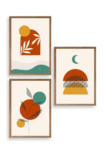 Manzara Üçlü Ahşap Çerçeveli Tablo 50 x 70 ürün görseli 1