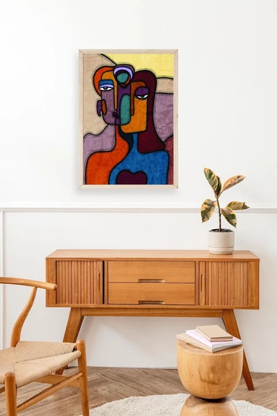 Soyut Kadın Ahşap Çerçeveli Tablo 17 x 23 - Resim 3