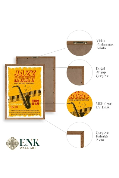 Jazz Ahşap Çerçeveli Tablo 17 x 23 - Resim 4