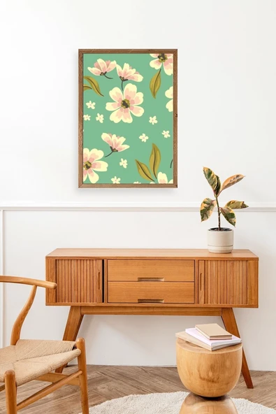 Çiçekler Ahşap Çerçeveli Tablo 30 x 42 - Resim 3