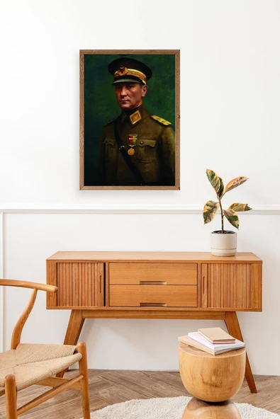 Atatürk Ahşap Çerçeveli Tablo 50 x 70 - Resim 3