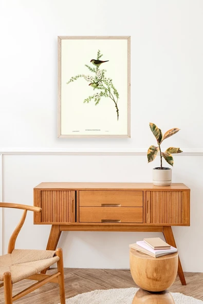 Daldaki Kuş Ahşap Çerçeveli Tablo 23 x 30 - Resim 3