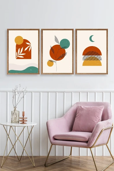 Manzara Üçlü Ahşap Çerçeveli Tablo 50 x 70 - Resim 2