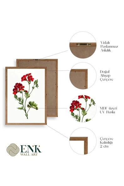 Çiçekler Ahşap Çerçeveli Tablo 50 x 70 - Resim 4