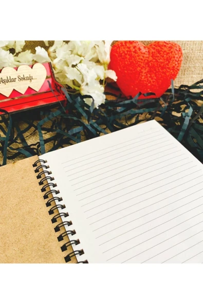 Sevgililer Günü Seni Seviyorum Yazılı Ahşap Defter -siyah - Resim 2
