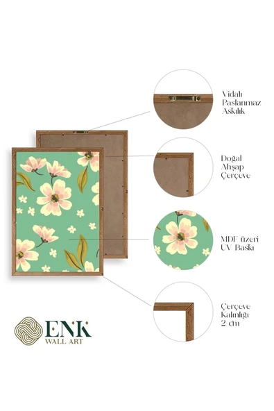 Çiçekler Ahşap Çerçeveli Tablo 30 x 42 - Resim 4