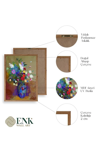 Çiçekler Ahşap Çerçeveli Tablo 17 x 23 - Resim 4