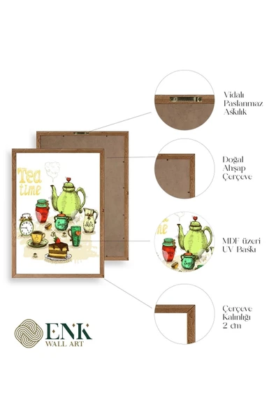Çay Vakti Ahşap Çerçeveli Tablo 50 x 70 - Resim 4