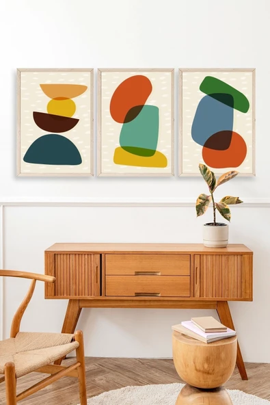 Rahatlatıcı Desenler Üçlü Ahşap Çerçeveli Tablo 23 x 30 - Resim 3