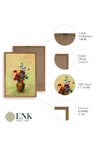 Vazoda Çiçek Ahşap Çerçeveli Tablo 17 x 23 - Resim 4