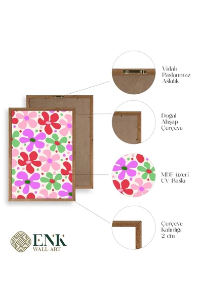 Çiçekler Ahşap Çerçeveli Tablo 23 x 30 - Resim 4