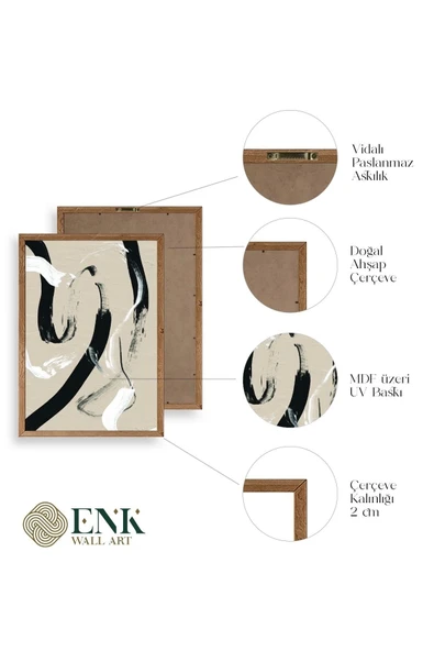 Soyut Ahşap Çerçeveli Tablo 17 x 23 - Resim 4