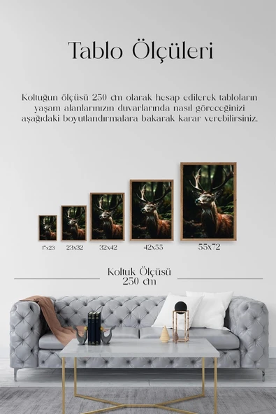 Geyik Ahşap Çerçeveli Tablo 23 x 30 - Resim 5