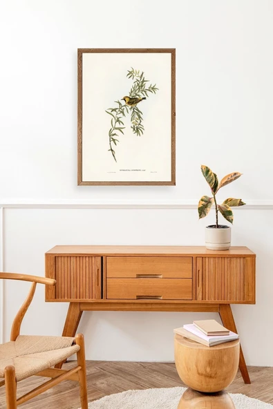 Daldaki Kuş Ahşap Çerçeveli Tablo 23 x 30 - Resim 3