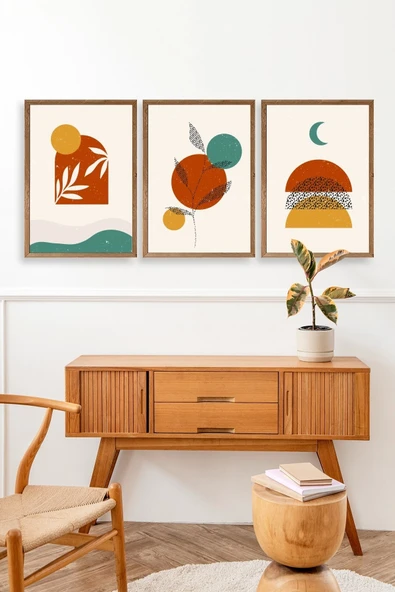 Manzara Üçlü Ahşap Çerçeveli Tablo 50 x 70 - Resim 3