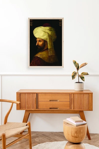 Fatih Sultan Mehmet Ahşap Çerçeveli Tablo 17 x 23 - Resim 3