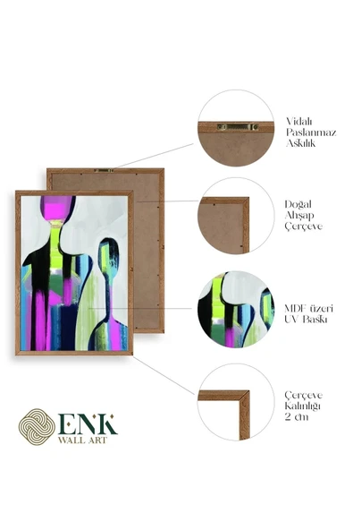 Soyut Ahşap Çerçeveli Tablo 30 x 42 - Resim 4