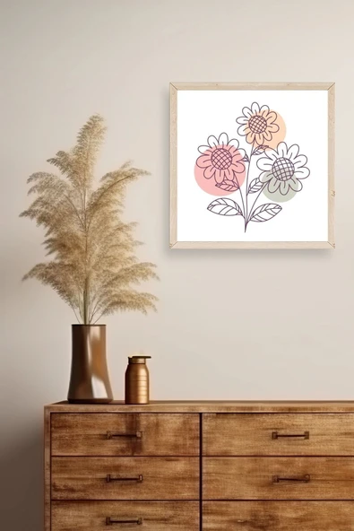 Çiçek Ahşap Çerçeveli Tablo 50 x 50 - Resim 2