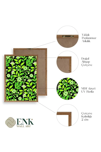 Yapraklar Ahşap Çerçeveli Tablo 17 x 23 - Resim 4