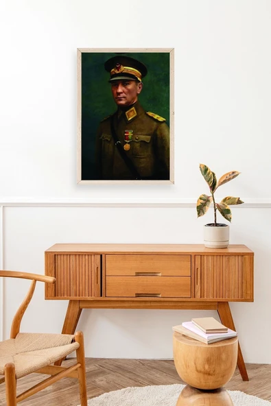 Atatürk Ahşap Çerçeveli Tablo 50 x 70 - Resim 3