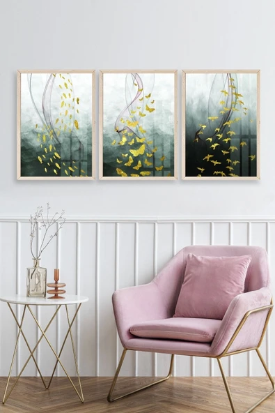 Soyut Hayvanlar Ahşap Çerçeveli Tablo 17 x 23 - Resim 2