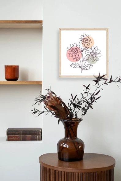 Çiçek Ahşap Çerçeveli Tablo 50 x 50 - Resim 3