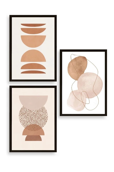 Modern Üçlü Ahşap Çerçeveli Tablo 40 x 60 ürün görseli 1