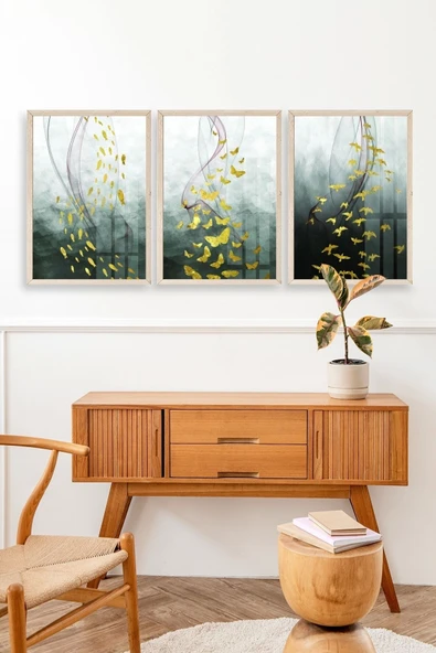 Soyut Hayvanlar Ahşap Çerçeveli Tablo 17 x 23 - Resim 3