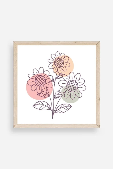 Çiçek Ahşap Çerçeveli Tablo 50 x 50 ürün görseli 1