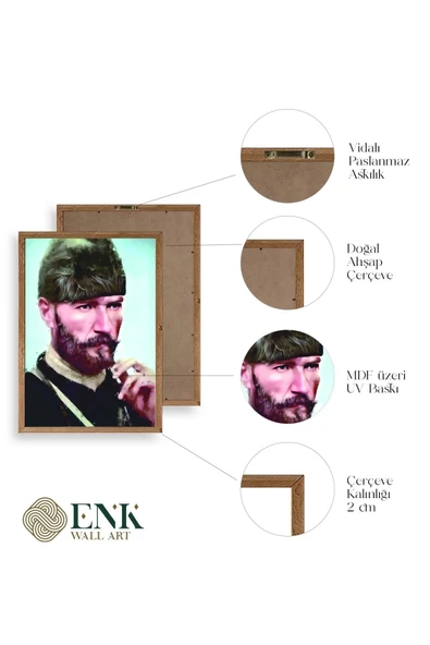 Atatürk Ahşap Çerçeveli Tablo 17 x 23 - Resim 4