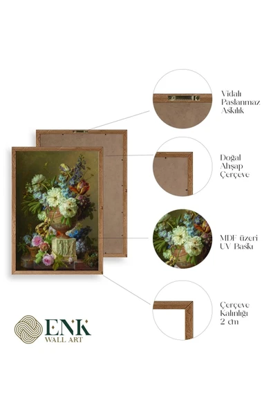 Çiçekler Ahşap Çerçeveli Tablo 30 x 42 - Resim 4