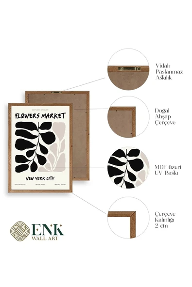 Yaprak Ahşap Çerçeveli Tablo 50 x 70 - Resim 4