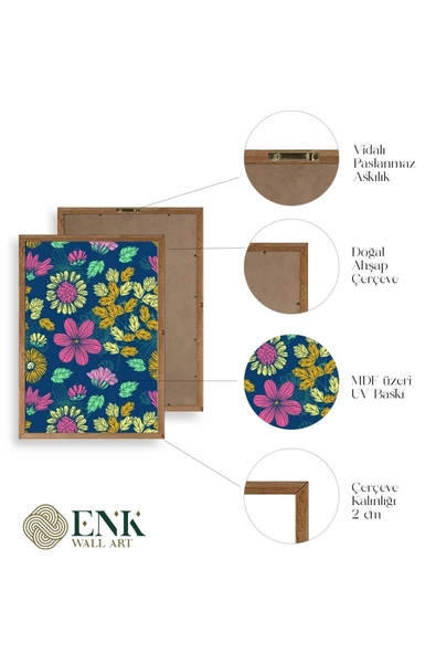Çiçekler Ahşap Çerçeveli Tablo 23 x 30 - Resim 4