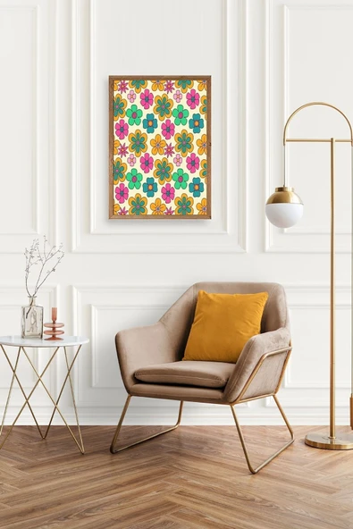 Çiçekler Ahşap Çerçeveli Tablo 23 x 23 - Resim 3