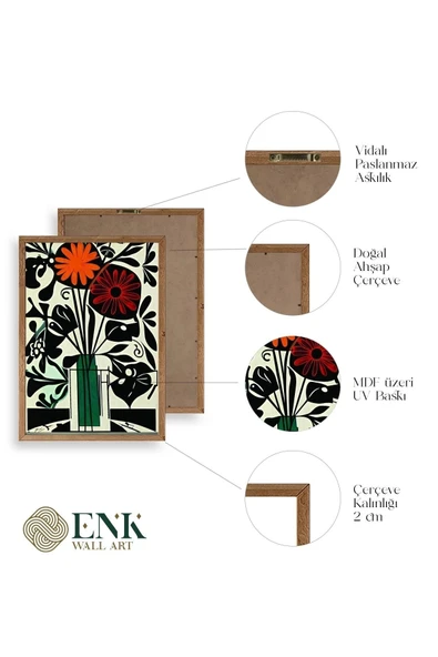 Çiçek Ahşap Çerçeveli Tablo 23 x 30 - Resim 4