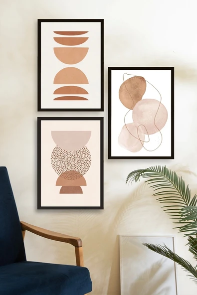 Modern Üçlü Ahşap Çerçeveli Tablo 40 x 60 - Resim 2