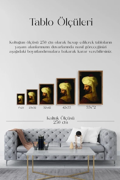 Fatih Sultan Mehmet Ahşap Çerçeveli Tablo 17 x 23 - Resim 5