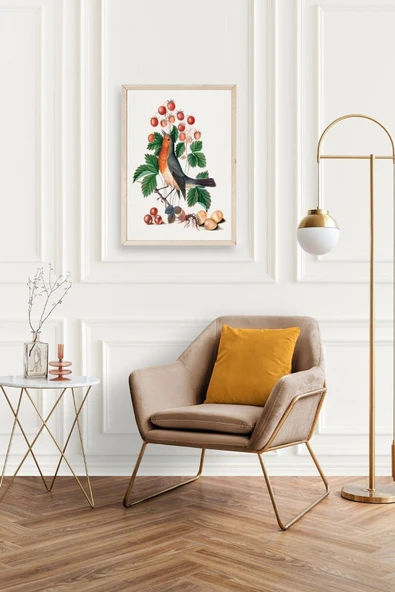 Daldaki Kuş Ahşap Çerçeveli Tablo 30 x 42 - Resim 2